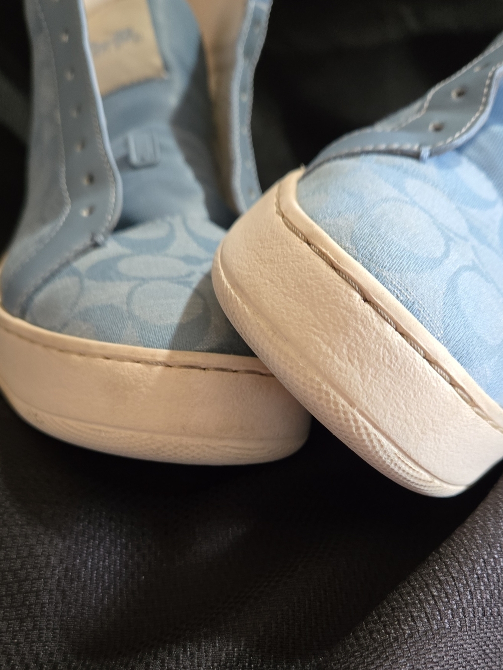 Coach Clip High Chambray Denim Blue High Top Signature-Pattern Sneakers - Picture 9 of 9